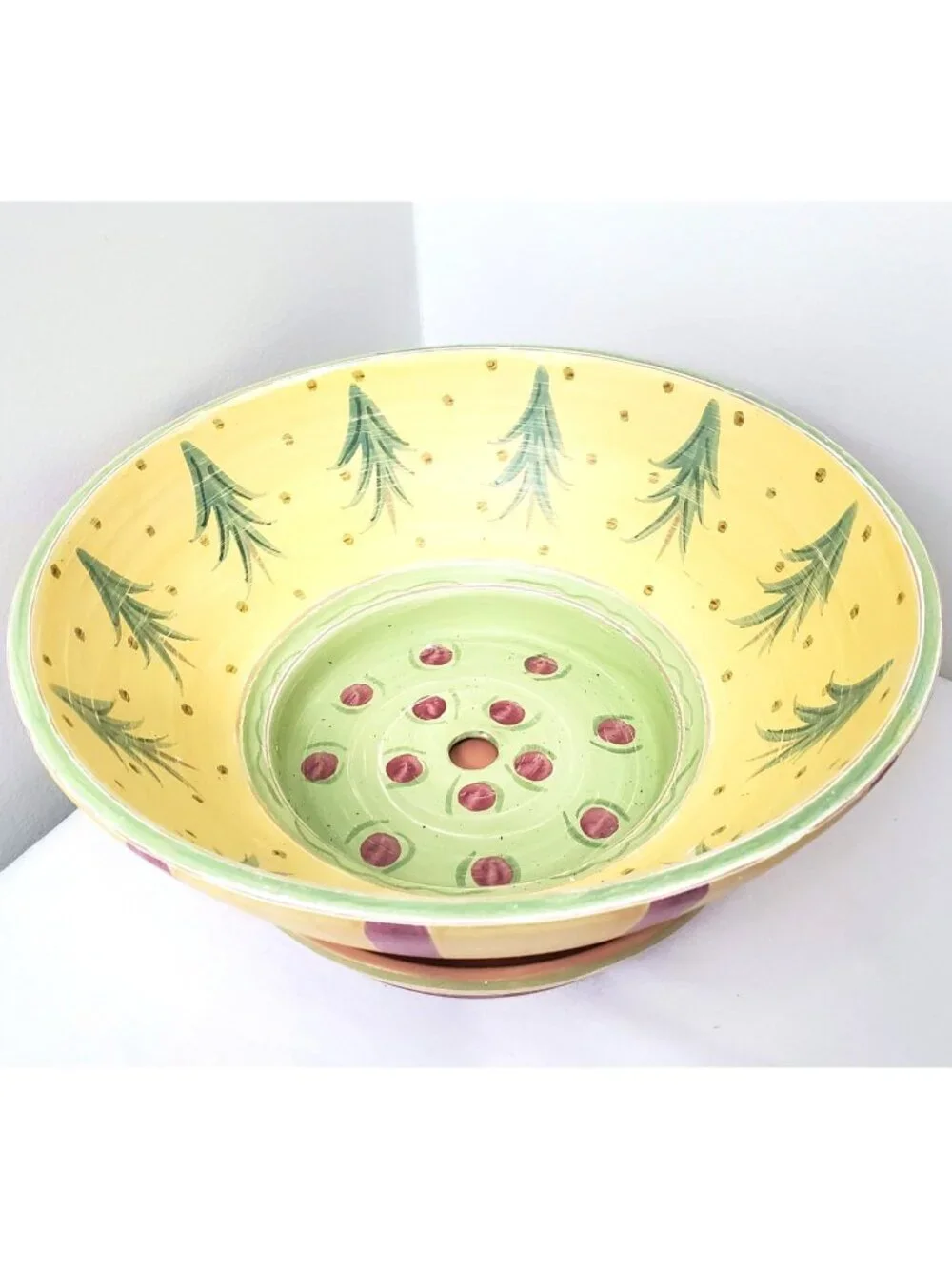 Southern Living Christmas In Province Terra Cotta Bowl and Saucer Planter Signed